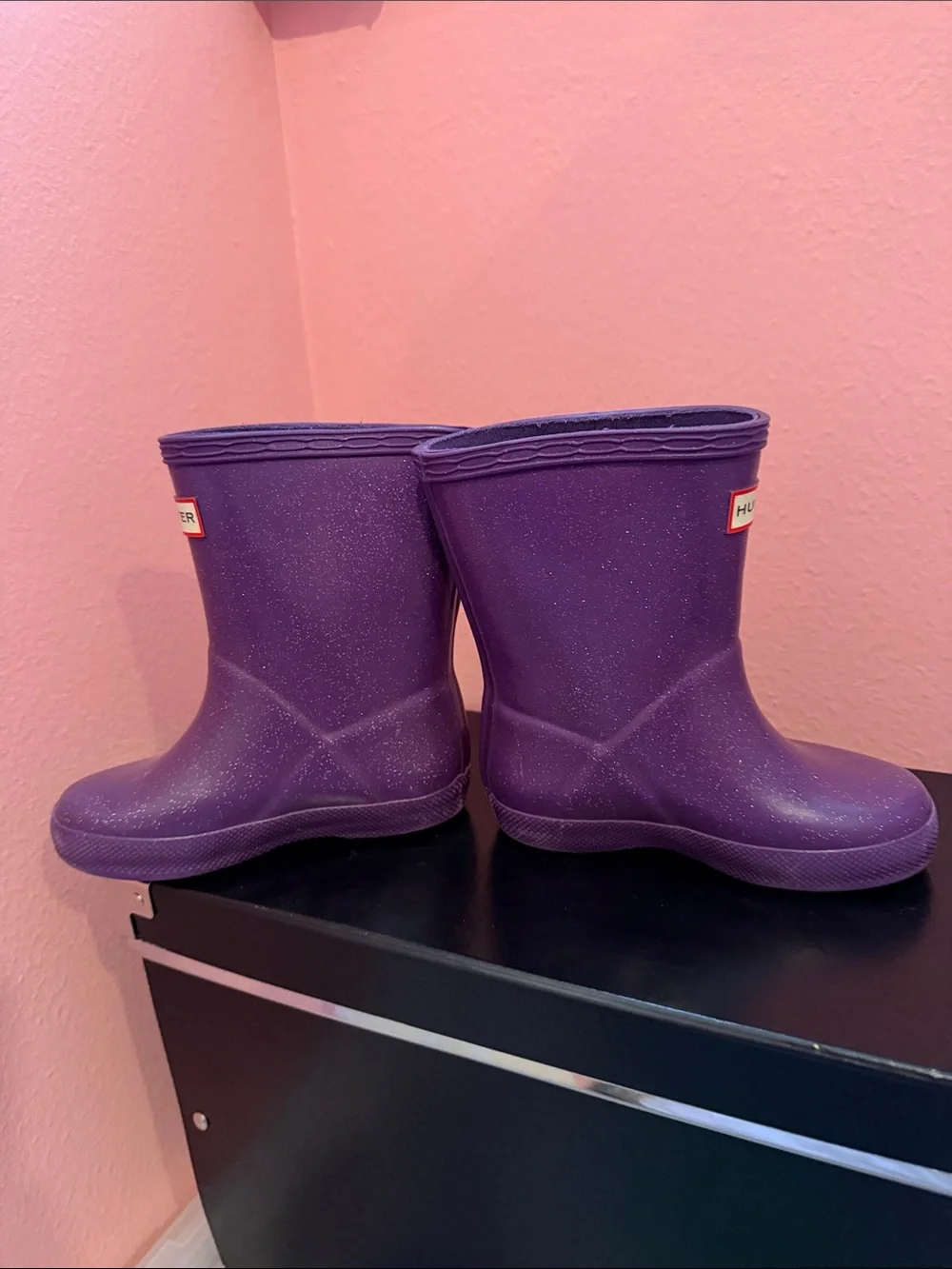 Hunter Kids Purple Glitter Rain Boots Toddler 6